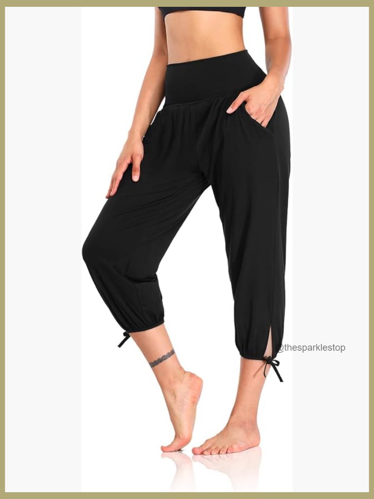 Capri Yoga Pants Loose Workout Joggers With Pockets